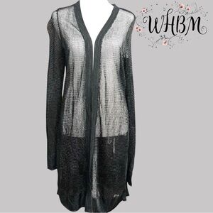 Whbm Black Sheer Long Cardigan